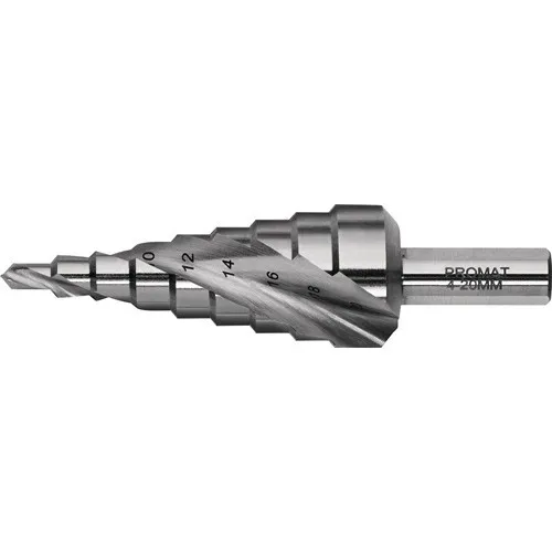 Getrapte boor boorbereik 4-20 mm HSS spiraalgegroefd snedeaantal 2 tredenaantal