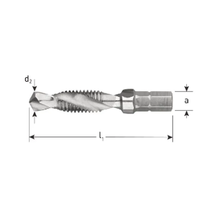 HSS-G Combi-boor/Tap-bit 1/4''-C6.3, M10